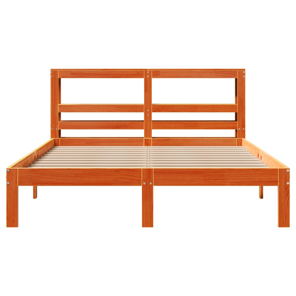 Cadre de lit sans matelas cire marron 120x190cm bois pin massif