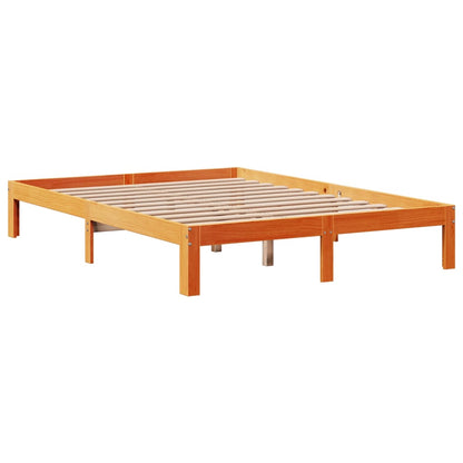 Cadre de lit sans matelas cire marron 120x190cm bois pin massif