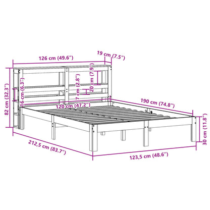 Cadre de lit sans matelas cire marron 120x190cm bois pin massif