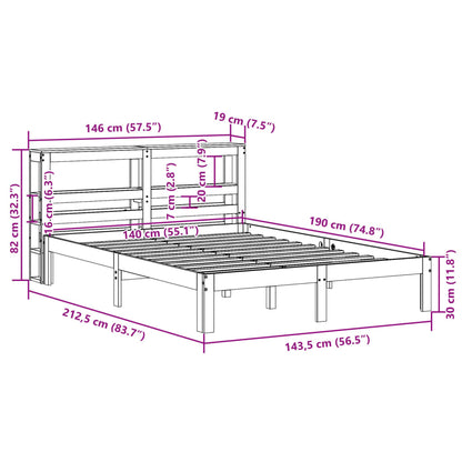 Cadre de lit sans matelas cire marron 140x190cm bois pin massif