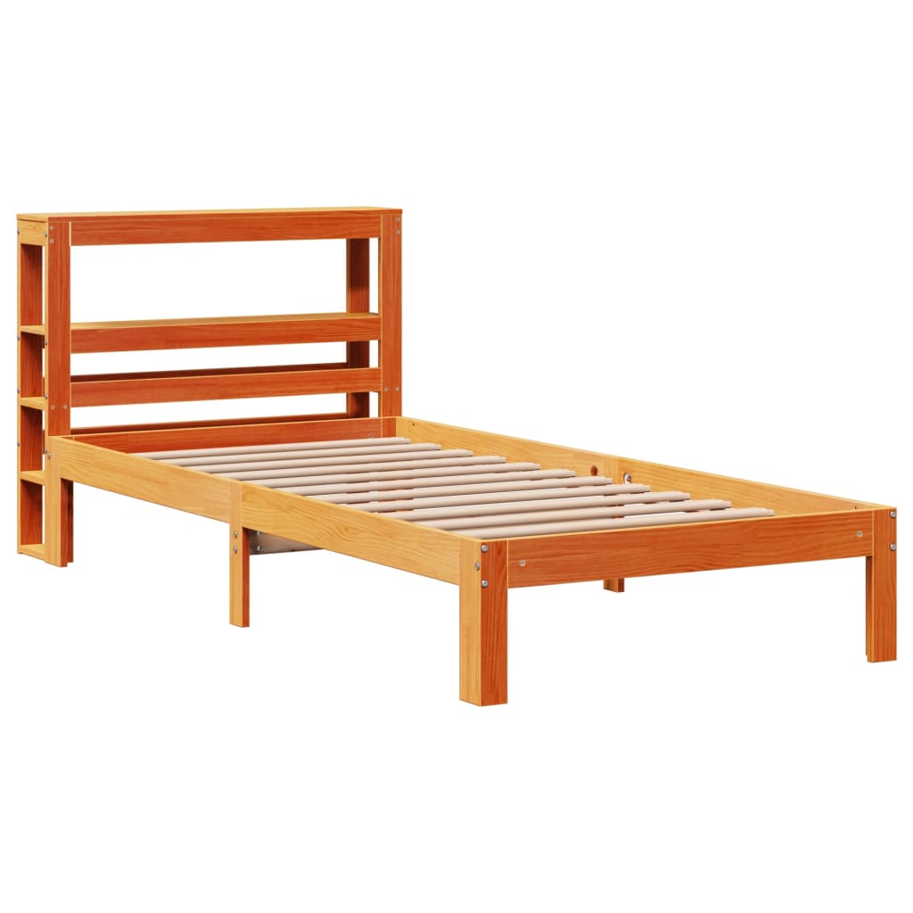 Cadre de lit sans matelas cire marron 90x200 cm bois pin massif