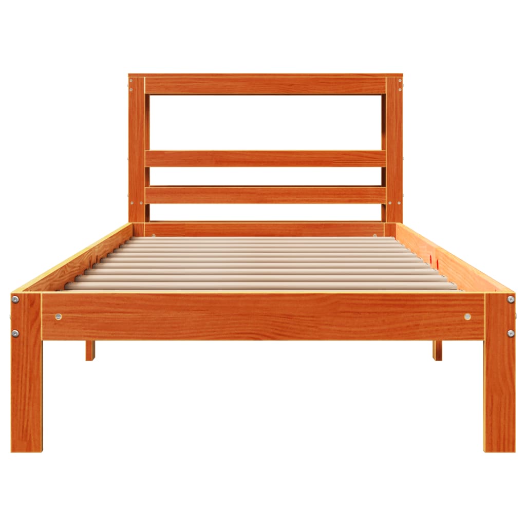 Cadre de lit sans matelas cire marron 90x200 cm bois pin massif