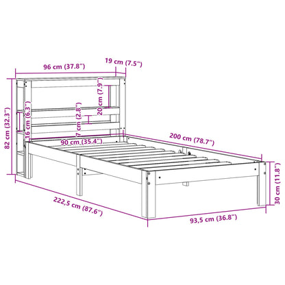 Cadre de lit sans matelas cire marron 90x200 cm bois pin massif