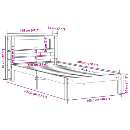 Cadre de lit sans matelas cire marron 100x200cm bois pin massif