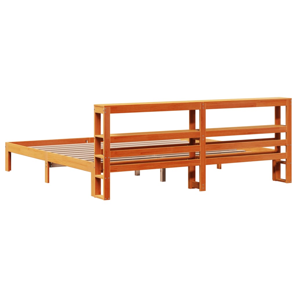 Cadre de lit sans matelas cire marron 180x200cm bois pin massif