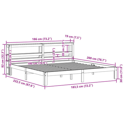 Cadre de lit sans matelas cire marron 180x200cm bois pin massif