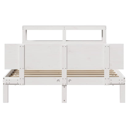 Cadre de lit avec tête de lit sans matelas blanc 140x190 cm