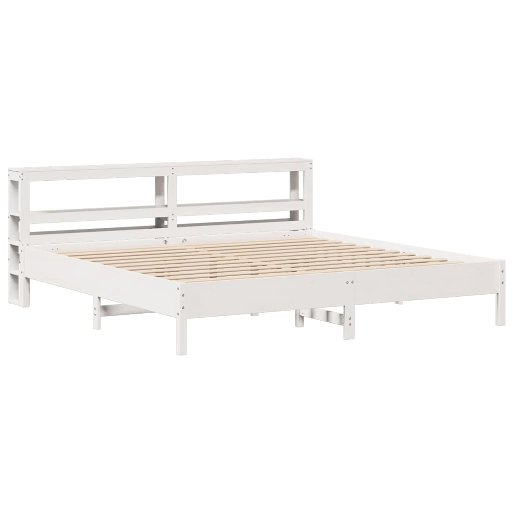 Cadre de lit sans matelas blanc 200x200 cm bois massif de pin