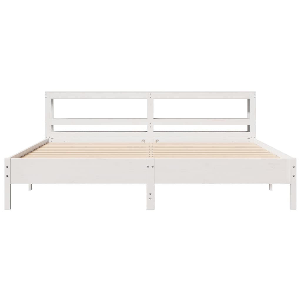 Cadre de lit sans matelas blanc 200x200 cm bois massif de pin