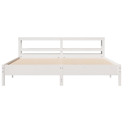 Cadre de lit sans matelas blanc 200x200 cm bois massif de pin