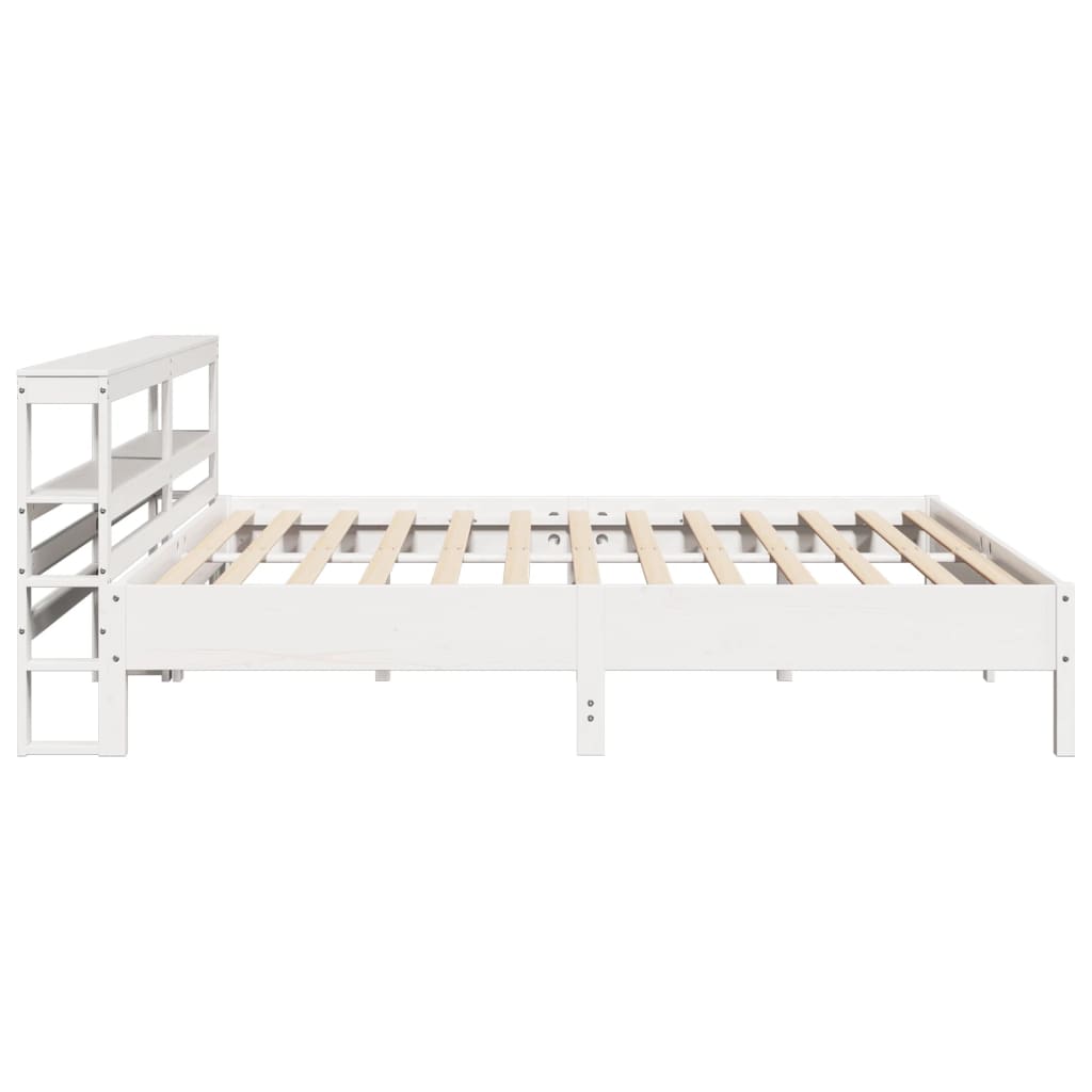 Cadre de lit sans matelas blanc 200x200 cm bois massif de pin