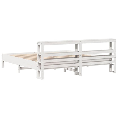 Cadre de lit sans matelas blanc 200x200 cm bois massif de pin