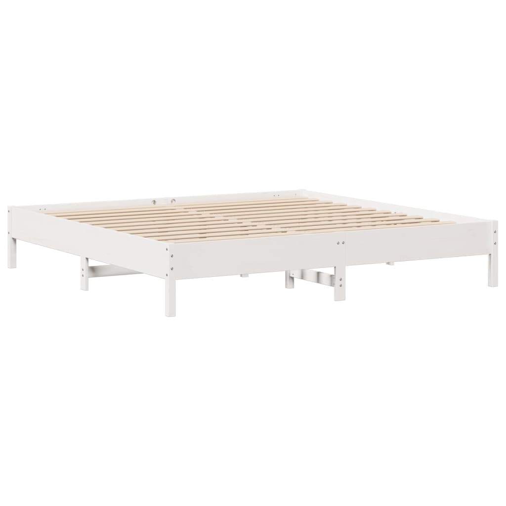 Cadre de lit sans matelas blanc 200x200 cm bois massif de pin