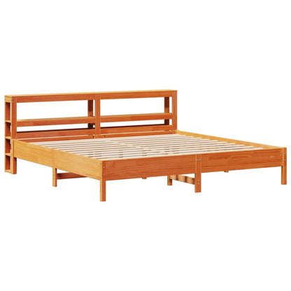 Cadre de lit sans matelas cire marron 200x200cm bois pin massif