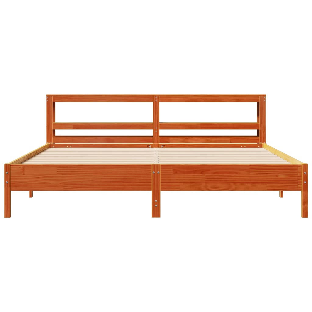 Cadre de lit sans matelas cire marron 200x200cm bois pin massif