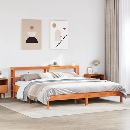 Cadre de lit sans matelas cire marron 200x200cm bois pin massif