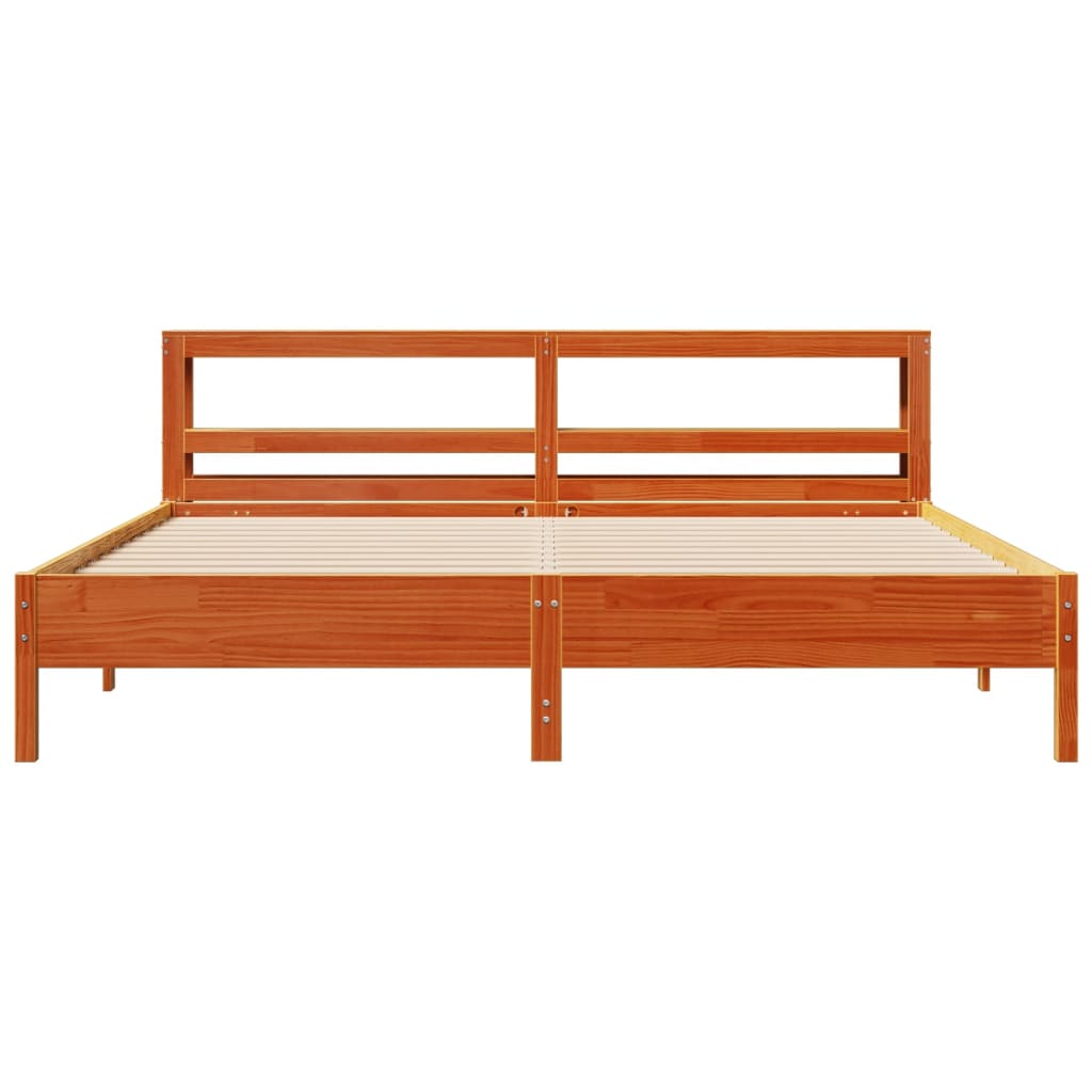 Cadre de lit sans matelas cire marron 180x200cm bois pin massif