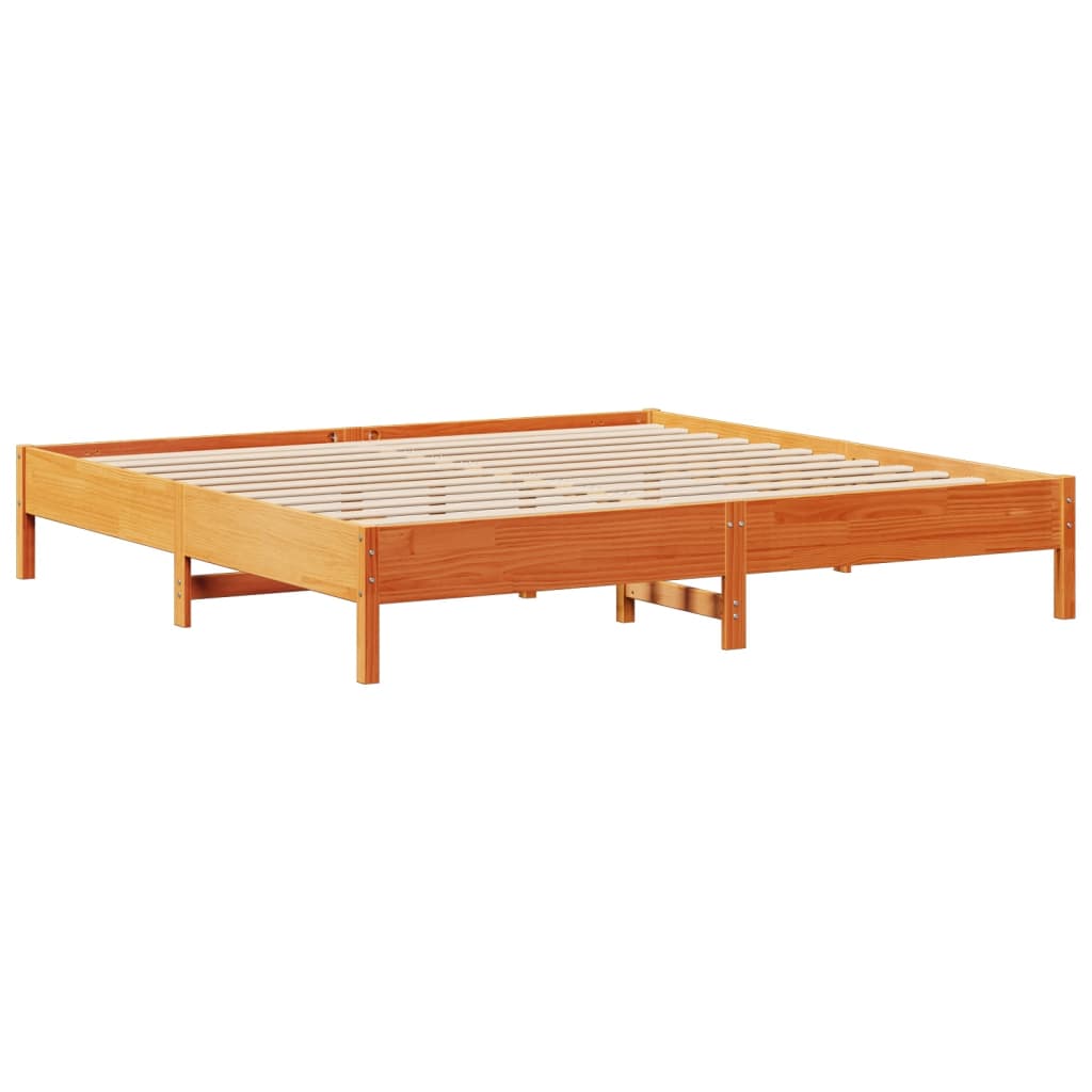 Cadre de lit sans matelas cire marron 180x200cm bois pin massif