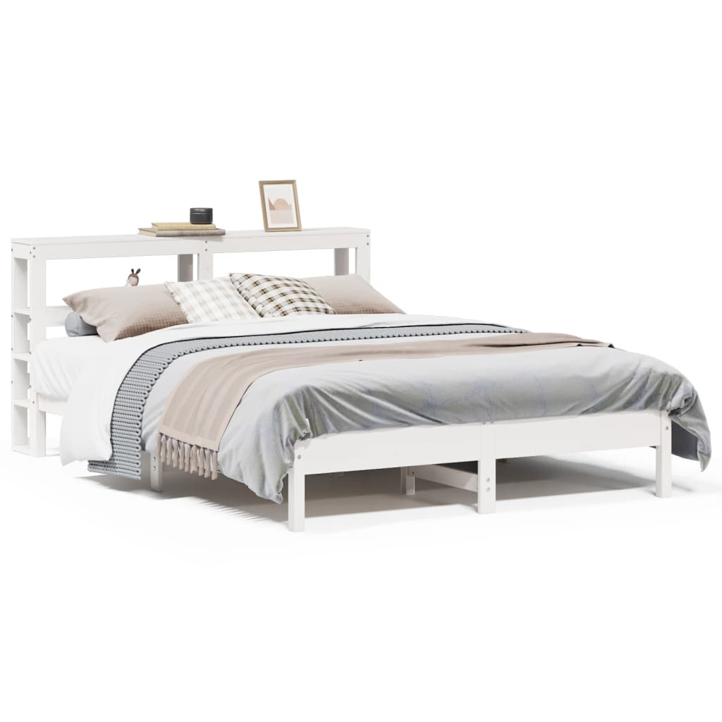 Cadre de lit sans matelas blanc 160x200 cm bois de pin massif