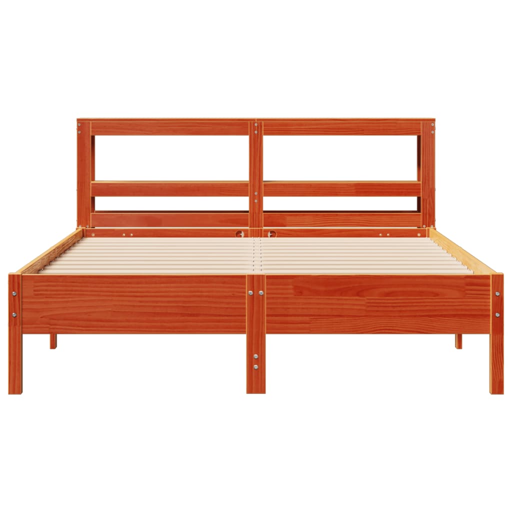 Cadre de lit sans matelas cire marron 160x200cm bois pin massif