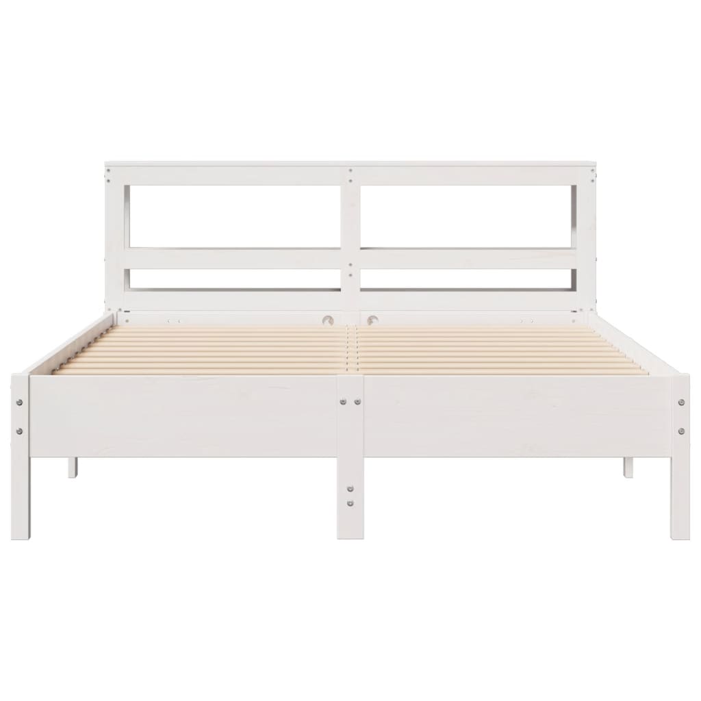 Cadre de lit sans matelas blanc 150x200 cm bois de pin massif