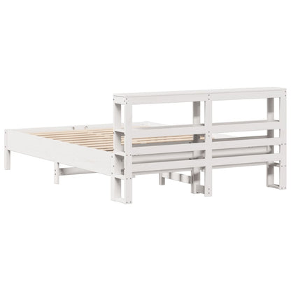 Cadre de lit sans matelas blanc 150x200 cm bois de pin massif