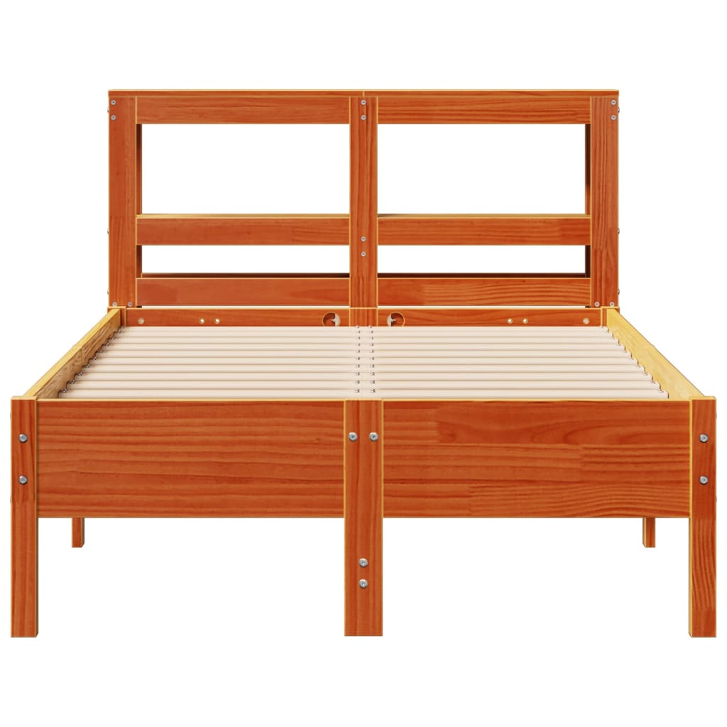 Cadre de lit sans matelas cire marron 120x200cm bois pin massif