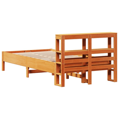 Cadre de lit sans matelas cire marron 120x200cm bois pin massif