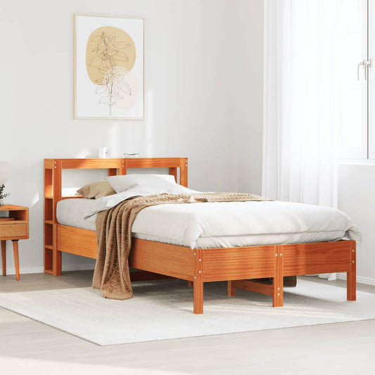 Cadre de lit sans matelas cire marron 120x200cm bois pin massif