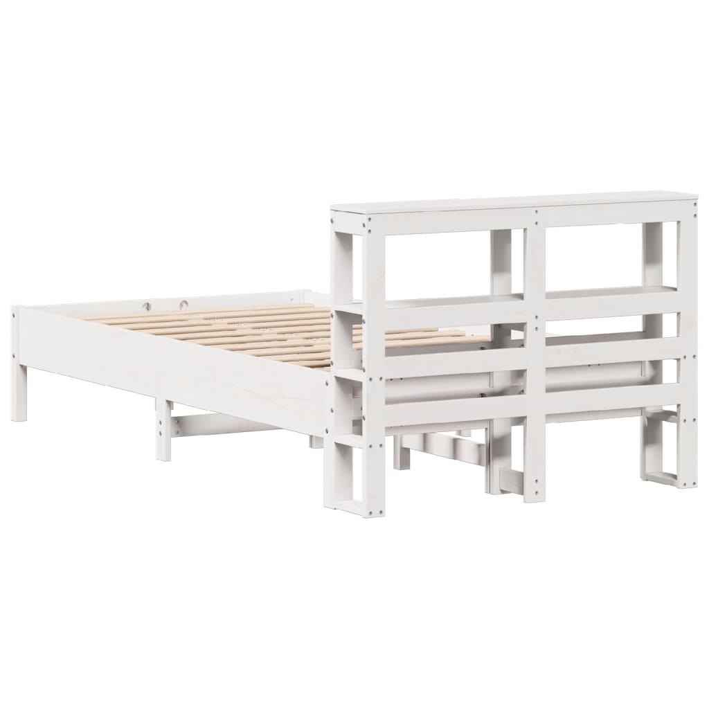 Cadre de lit sans matelas blanc 100x200 cm bois de pin massif