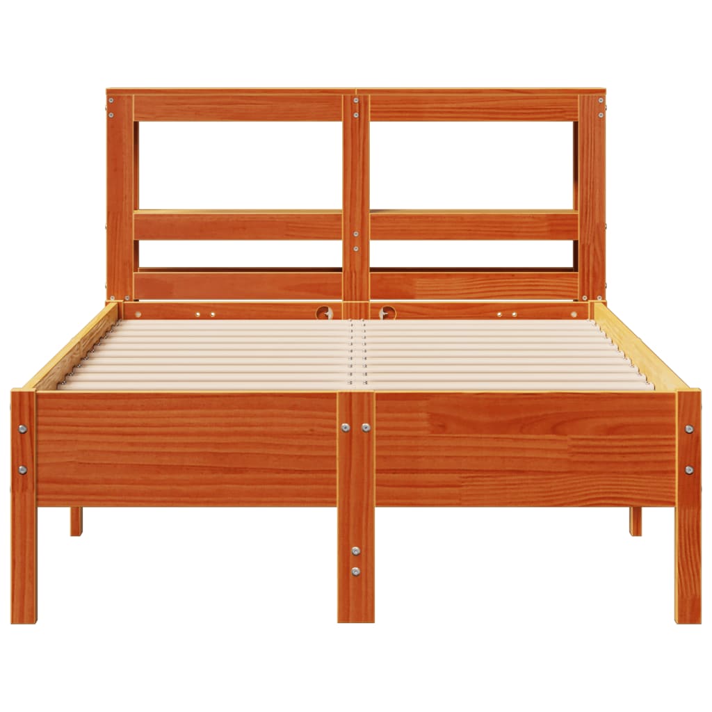 Cadre de lit sans matelas cire marron 100x200cm bois pin massif