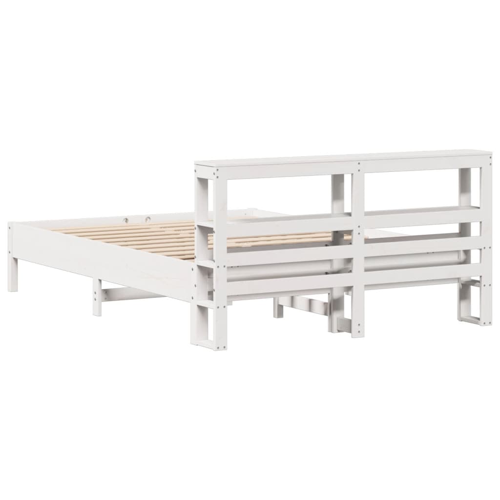 Cadre de lit sans matelas blanc 140x190 cm bois de pin massif