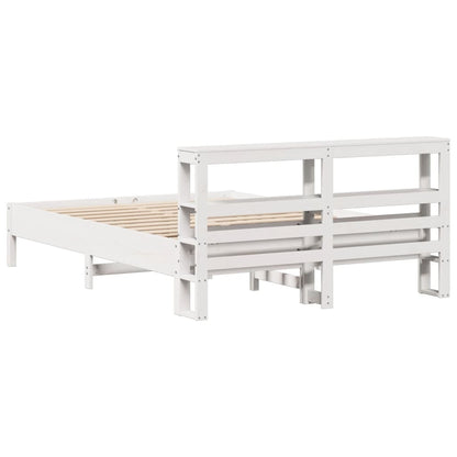 Cadre de lit sans matelas blanc 140x190 cm bois de pin massif