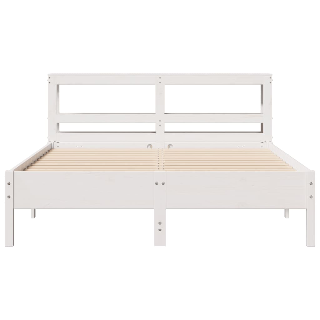 Cadre de lit sans matelas blanc 135x190 cm bois de pin massif