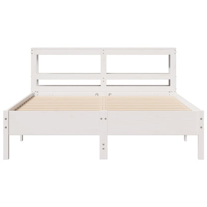 Cadre de lit sans matelas blanc 135x190 cm bois de pin massif