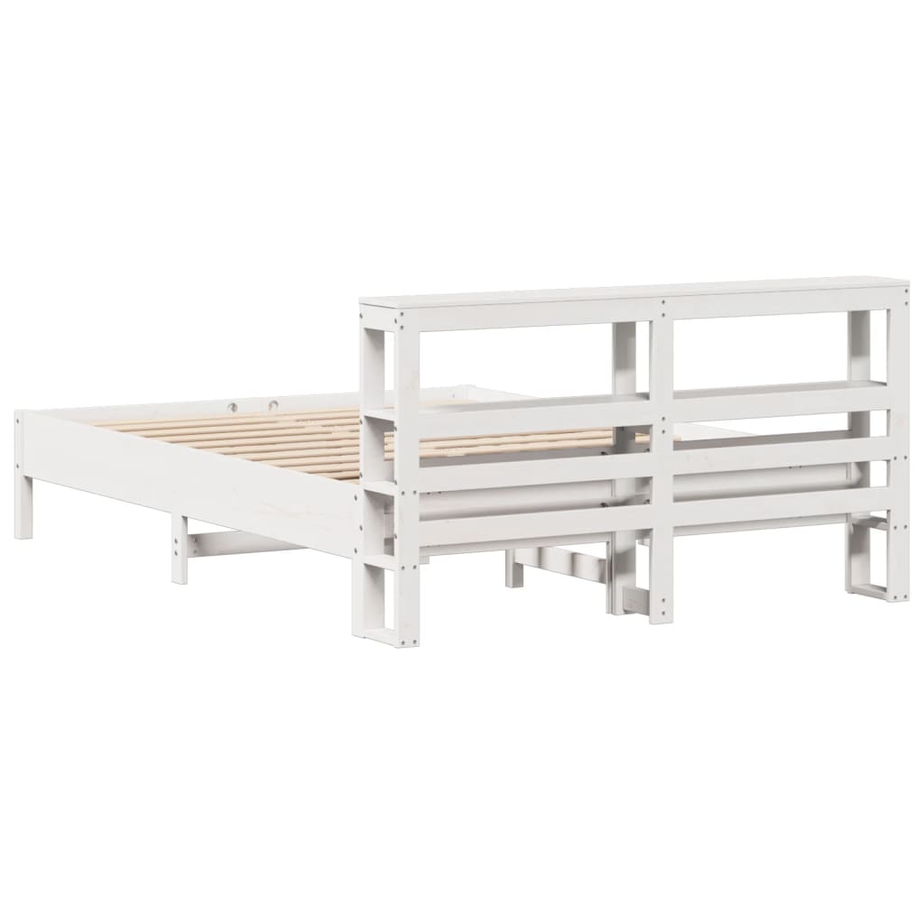 Cadre de lit sans matelas blanc 135x190 cm bois de pin massif