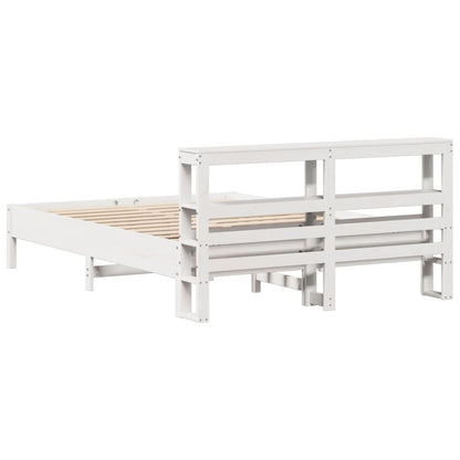 Cadre de lit sans matelas blanc 135x190 cm bois de pin massif