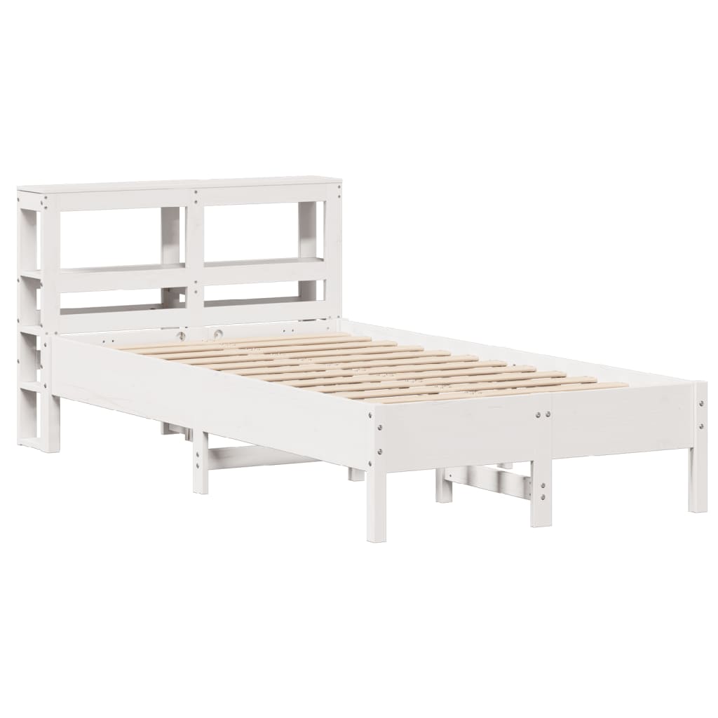 Cadre de lit sans matelas blanc 75x190 cm bois de pin massif