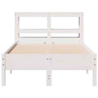 Cadre de lit sans matelas blanc 75x190 cm bois de pin massif