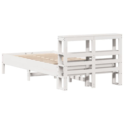 Cadre de lit sans matelas blanc 75x190 cm bois de pin massif