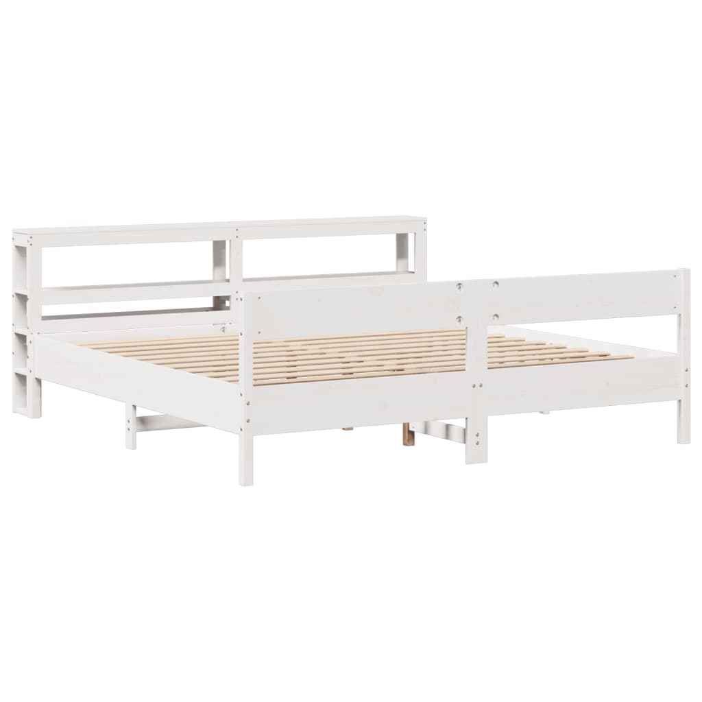 Cadre de lit sans matelas blanc 200x200 cm bois massif de pin