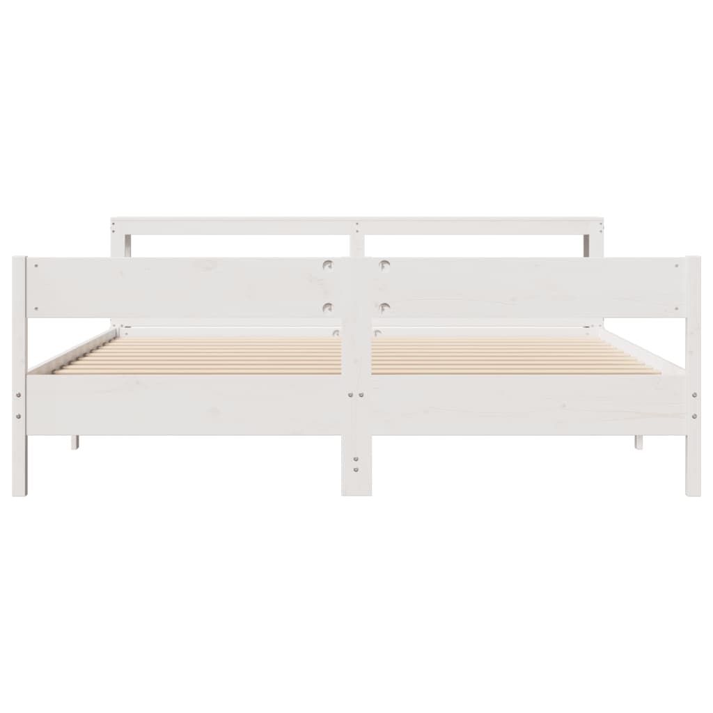 Cadre de lit sans matelas blanc 200x200 cm bois massif de pin