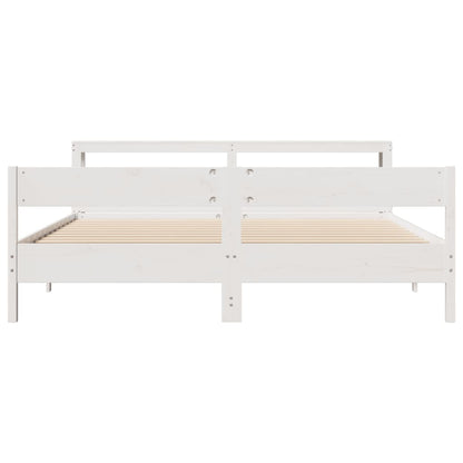 Cadre de lit sans matelas blanc 200x200 cm bois massif de pin