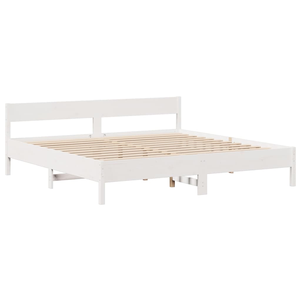 Cadre de lit sans matelas blanc 200x200 cm bois massif de pin