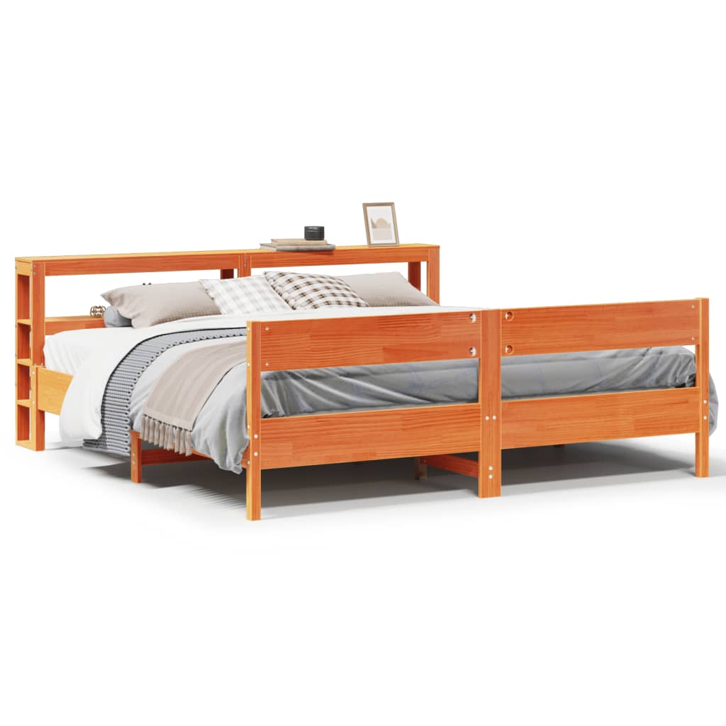 Cadre de lit sans matelas cire marron 180x200cm bois pin massif