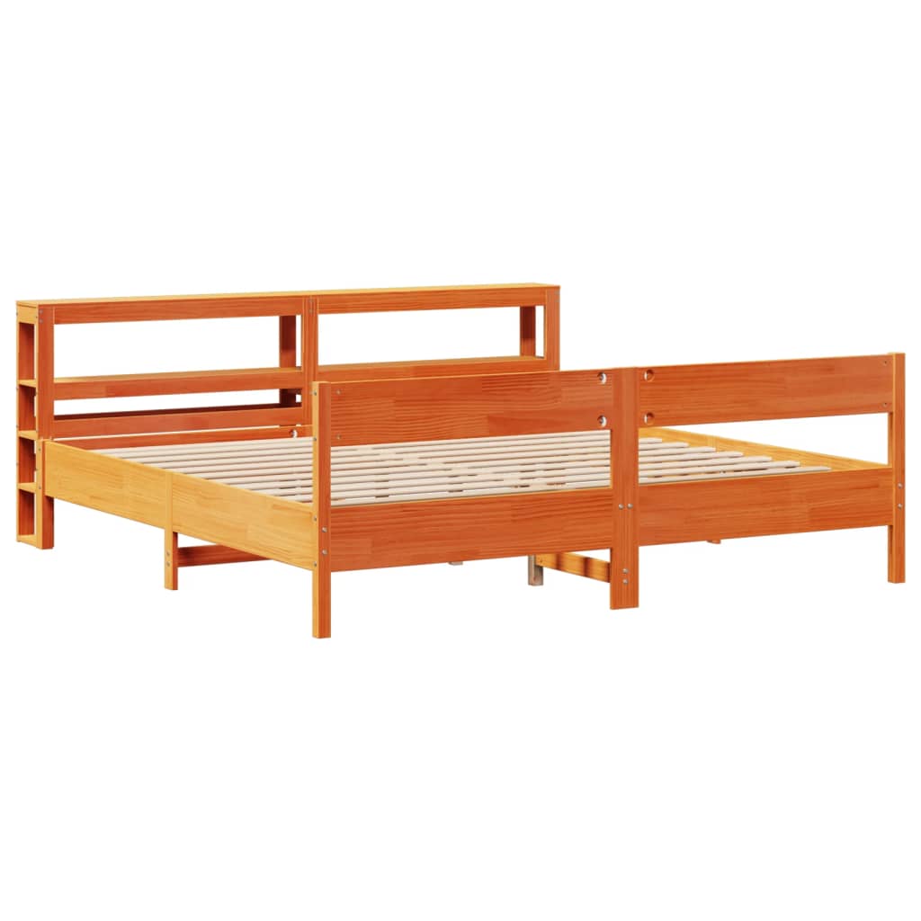 Cadre de lit sans matelas cire marron 180x200cm bois pin massif