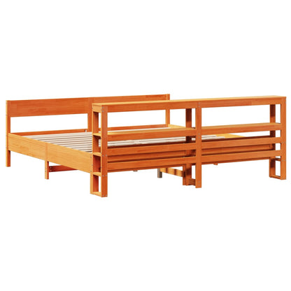 Cadre de lit sans matelas cire marron 180x200cm bois pin massif