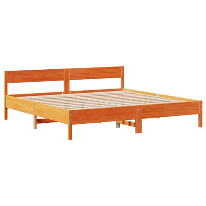 Cadre de lit sans matelas cire marron 180x200cm bois pin massif