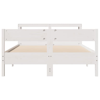 Cadre de lit sans matelas blanc 160x200 cm bois de pin massif