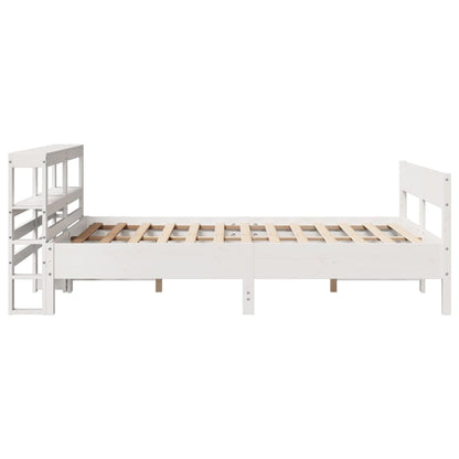 Cadre de lit sans matelas blanc 160x200 cm bois de pin massif